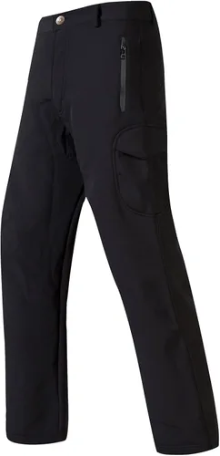 Vista 6 de MAGCOMSEN - Pantalones de invierno para hombre, impermeables, con forro polar pantalones tácticos softshell, para snowboard, esquí, con bolsillos