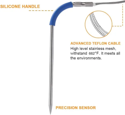 Vista 4 de Sonda de carne de repuesto para Weber iGrill 2 Termómetro con 2 clips de sonda para Weber iGrill Mini & iGrill 3 & iGrill Pro Sonda de repuesto