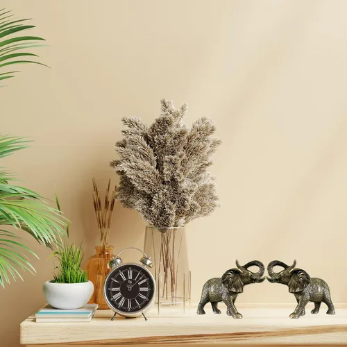 Vista 4 de Elefante africano metal Statuette, Handcrafted figura decorativa Animal Escultura, aluminio decorativo Estatua, – Decoración de mesa estudio