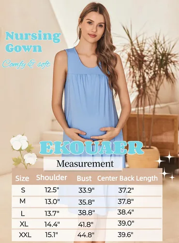 Vista 6 de Ekouaer - Camisón de maternidad para mujer (tallas S-XXL)
