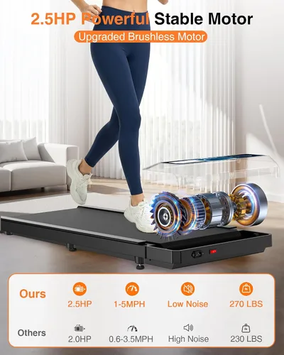 Vista 4 de HCOIW Walking with Incline Pad and Handle Bar, 3 in 1 Mini Walking Machine, 2.5HP Low Noise Treadmill for Home with Remote Control, Treadmill with