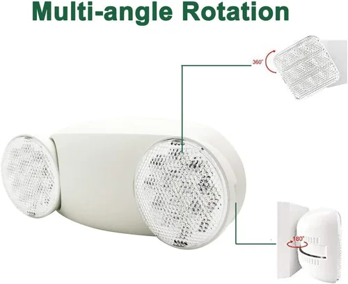 Vista 3 de OSTEK Accesorios de iluminación LED de salida de emergencia con dos cabezales, luz de emergencia LED integrada ajustable estándar de EE. UU.