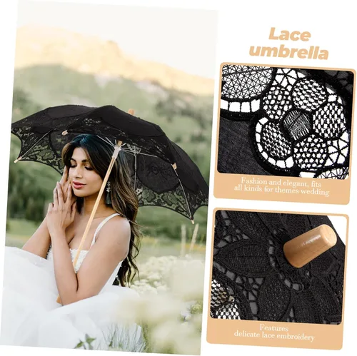 Vista 3 de SEWACC 2pcs Lace Umbrella Manual Fabric Decorate