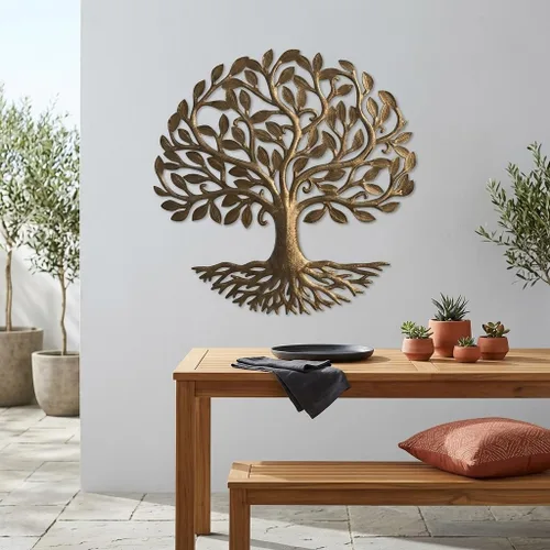 Vista 4 de it's cactus - metal art haiti Decoración del hogar Árbol de la vida con raíces, placas para colgar en la pared para interiores y exteriores