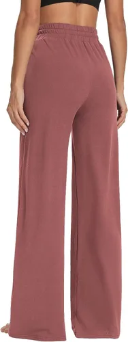 Vista 4 de Sarin Mathews - Pantalones deportivos de yoga para mujer, pantalones de pijama de pierna ancha, pantalones de entrenamiento cómodos con cordón