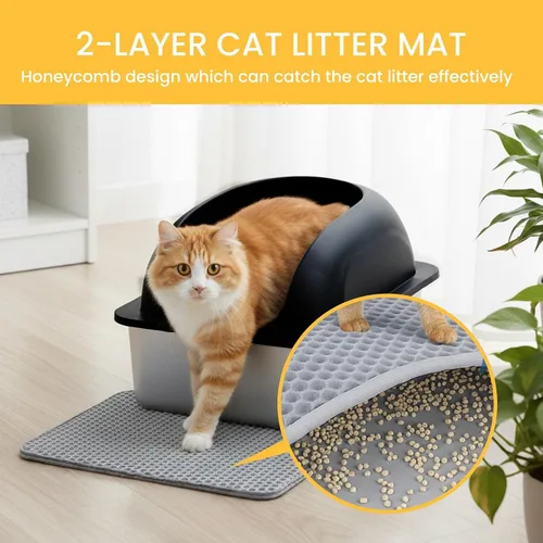 Vista 7 de Simple Deluxe Caja de arena XL para gatos de acero inoxidable con tapa, bandeja de arena de metal de alta cara para gatos grandes, a prueba