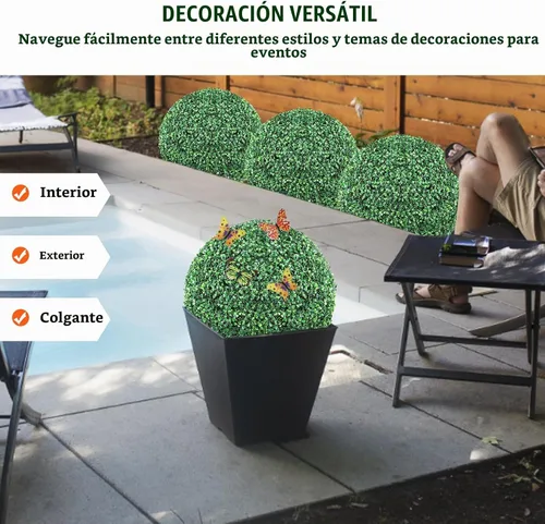 Vista 7 de VEVOR 2 bolas artificiales de 16 pulgadas, bolas de boj de imitación de 4 capas, bolas decorativas de plantas sintéticas verdes para todo el año