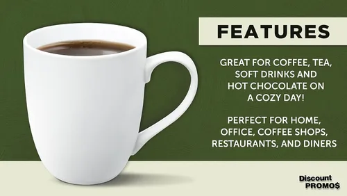 Vista 2 de DISCOUNT PROMOS Juego de 10 tazas de porcelana vitrificada Bistro, 11 oz. - Gres, café, té, blanco