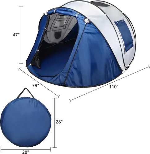 Vista 6 de Tienda de campaña instantánea para 4 personas, tienda de campaña instantánea portátil con configuración de 1 minuto, tienda de campaña ligera