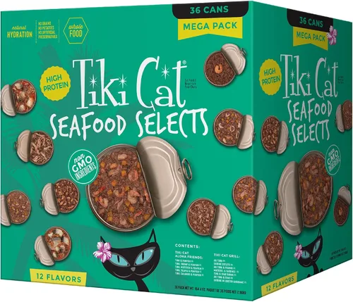 Vista 10 de Tiki Cat® Mega Pack de comida húmeda para gatos, paquete variado de antojos de pollo, lata de 2.8 onzas (24 unidades)