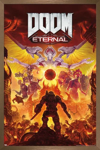 Vista 10 de Trends International Doom Eternal Maykr - Póster de pared, 22.4 pulgadas de largo x 14.7 pulgadas, versión enmarcada en madera de granero