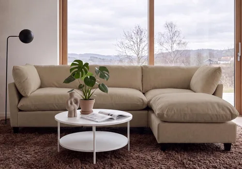Vista 33 de Iroomy Sofá modular modular de felpilla de gran tamaño, asiento cómodo profundo, sofás de 2 plazas para sala de estar, color beige