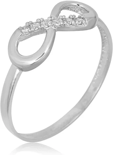 Vista 2 de AVORA Anillo de moda infinito con diamantes de imitación de oro de 10 quilates Oro Blanco