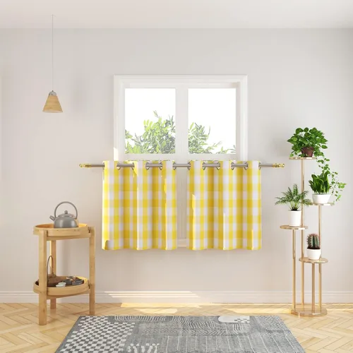 Vista 81 de Cortinas de 24 pulgadas de largo con diseño Buffalo Check Gingham Plaid para ventanas de cocina y baño, tratamiento para ventanas con 2 paneles