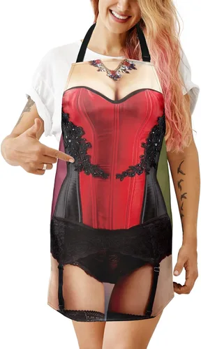 Vista 8 de Delantales Sexys para Mujeres Delantal Divertido de Cocina para Fiesta de Inauguración de Casa Intercambio de Regalos Broma de Navidad