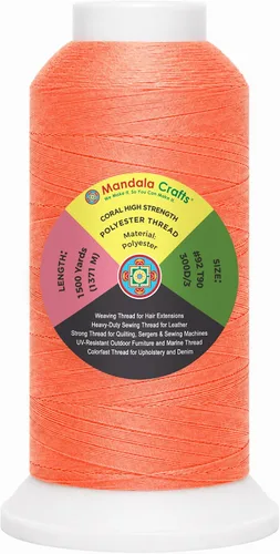 Vista 116 de Mandala Crafts Airforce Blue Tex 70 - Hilo de poliéster para tapicería 1500 Yds T70 UV Resistant Strong Thread for Leather Sewing, Marine