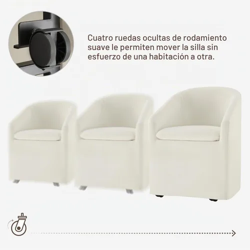 Vista 3 de KISLOT Juego de 1 sillas de comedor tapizadas con ruedas, color beige