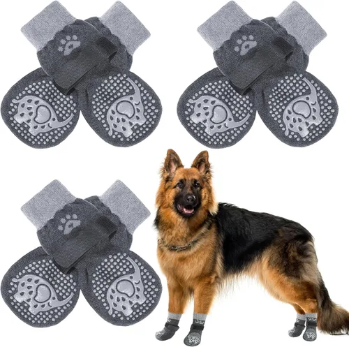 Vista 40 de SCENEREAL 6 piezas de calcetines antideslizantes para perros para prevenir lamido de patas para pavimento caliente/frío, calcetines de agarre