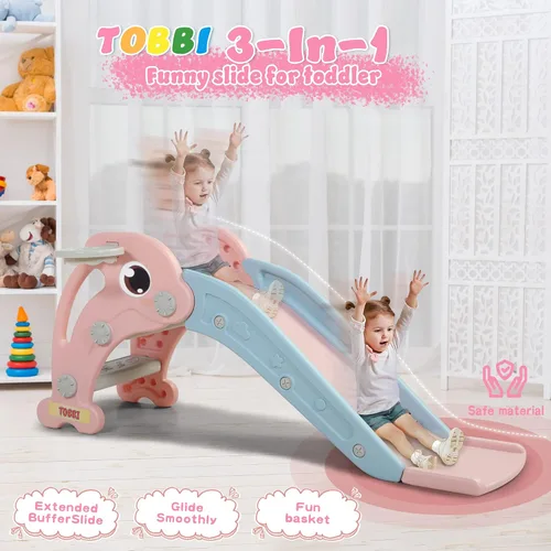 Vista 4 de TOBBI - Tobogán para niños, para interiores y exteriores Rosa