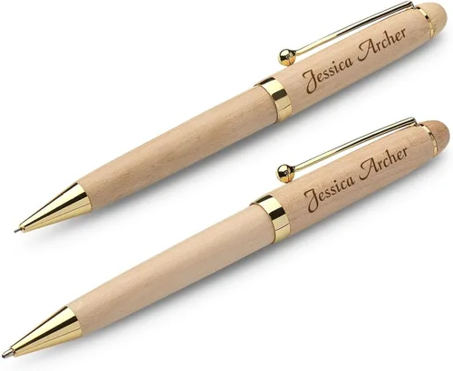 Vista 4 de Executive Gift Shoppe Bolígrafo personalizado y lápiz mecánico en madera de arce con grabado personalizado