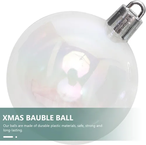 Vista 4 de Garneck 72 adornos de bola iridiscente de Navidad, bolas de plástico rellenables, bolas colgantes inastillables, árbol de Navidad, vacaciones, boda