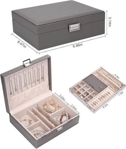 Vista 2 de Almacenamiento y organizador Joyero Caja de almacenamiento de joyería Caja de almacenamiento de joyas de viaje Organizador Casos contenedores