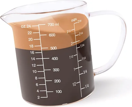Vista 14 de Newness Taza medidora de vidrio con asa, 10.1 fl oz (0.3 litros, 1 1/4 taza) taza medidora con tres escalas (OZ, taza, ML/CC) y pico en forma de V