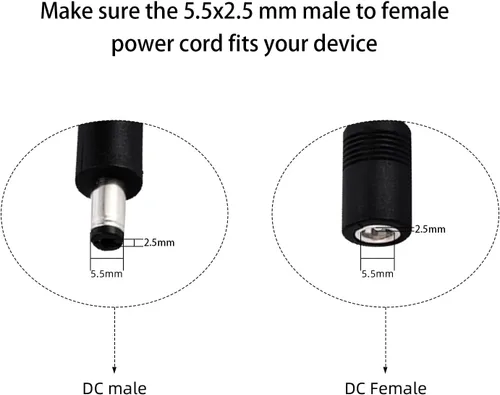 Vista 2 de Cable de extensión de alimentación de 33 pies 12 V CC de 0.217 in x 0.098 in, 18 AWG macho a hembra, conector de barril para cámara de vigilancia
