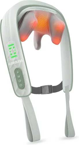Vista 10 de Snailax - Almohada masajeadora inalámbrica para cuello y hombros con calor, amasamiento profundo 4D, masajeador Shiatsu para la espalda, almohada