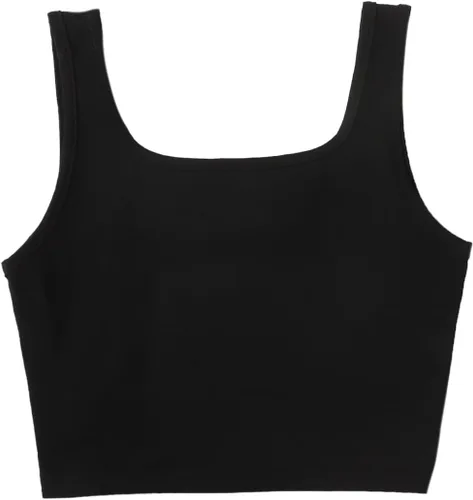 Vista 2 de Verdusa Camiseta corta sin mangas con cuello cuadrado y diamantes de imitación para mujer