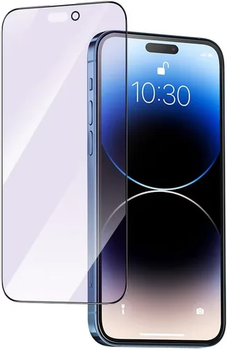 Vista 9 de PERFECTSIGHT Protector de pantalla antiluz azul diseñado para iPhone 14 Pro 2022 de 6.1 pulgadas, paquete de 2 vidrios templados con bloqueo de luz