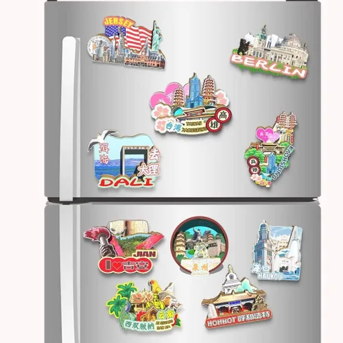Vista 4 de China Kaohsiung Taiwán imán de nevera imán de madera 3D monumentos viajes coleccionables recuerdos decoración hecho a mano2