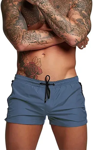 Vista 2 de Rexcyril Pantalones cortos de entrenamiento para hombre, de secado rápido, de 3 pulgadas, para correr, fisicoculturismo, con forro y bolsillos