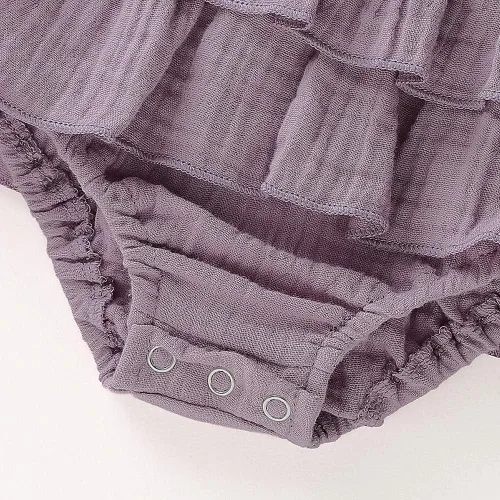 Vista 4 de Douhoow Mameluco de bebé niña mameluco con volantes de una sola pieza ropa de lino de algodón