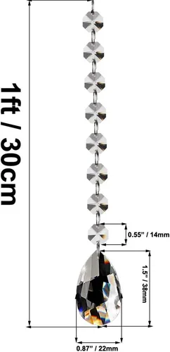 Vista 2 de Fushing cuentas de cristal en forma de gota, prismas colgantes, candelabro de techo de 1 pie, 10 unidades, Transparente, 38mm