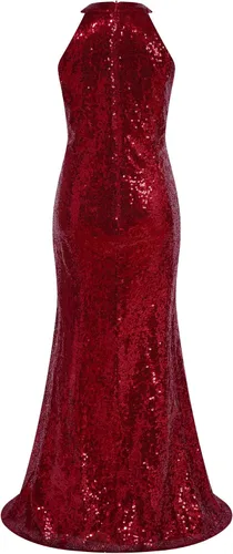 Vista 2 de ranrann Vestido de fiesta de lentejuelas con purpurina para niña, sin mangas, vestido de sirena bodycon con abertura larga, vestido de baile