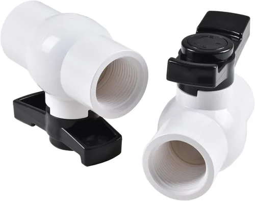 Vista 2 de Válvula de bola de PVC de 1 pulgada (paquete de 2), válvula de bola de cierre roscada (NPT) con mango fácil de girar y excelente, clasificado a 150