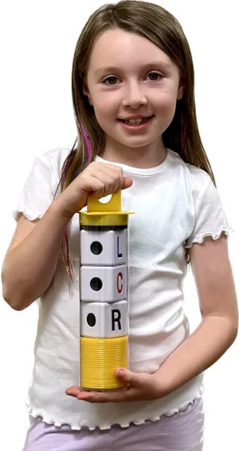 Vista 2 de LCR® Left Center Right™ Juego de dados - Tamaño Junior (azul)