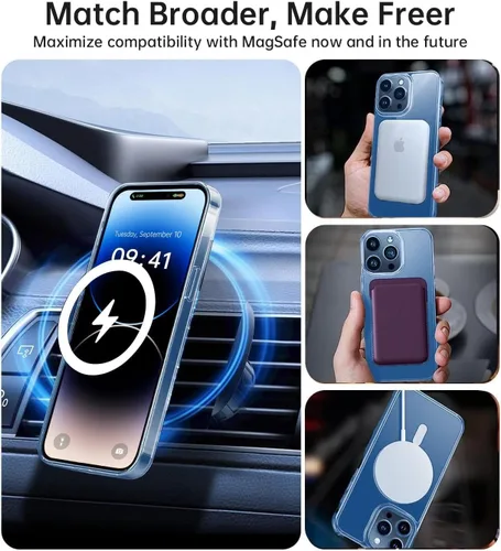 Vista 2 de Funda magnética para iPhone 14 Pro [compatible con MagSafe] [Fuerte magnético] [Protección de grado militar de 10 pies] Funda delgada para iPhone 14