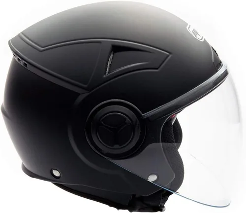 Vista 2 de Casco con cara descubierta para motocicleta Scooter, con visor DOT práctico que se puede levantar, M, Negro mate
