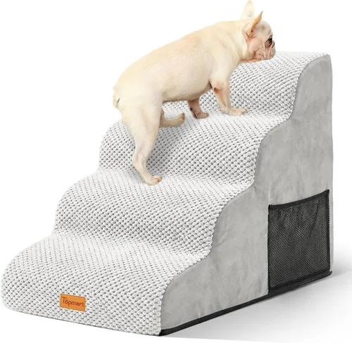 Vista 26 de 2-Step Dog Stairs for Small Dogs, Non-Slip Foam Pet Steps for Low Couch Bed Negro