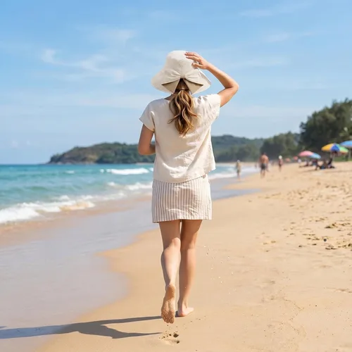 Vista 6 de Sombrero de sol de ala ancha para mujer, sombrero de pescador para exteriores con protección UV Beige