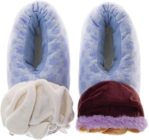 Vista 4 de Disney Frozen Elsa and Anna - Pantuflas de felpa para niñas, antideslizantes, cómodas, esponjosas, ligeras, cálidas, suaves, para interiores y niñas