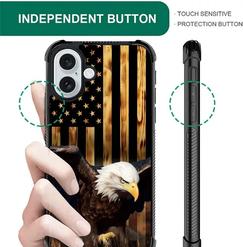 Vista 70 de Funda compatible con iPhone 8, a prueba de golpes, antiarañazos, bandera de ciervos de cola blanca de grano de madera estadounidense