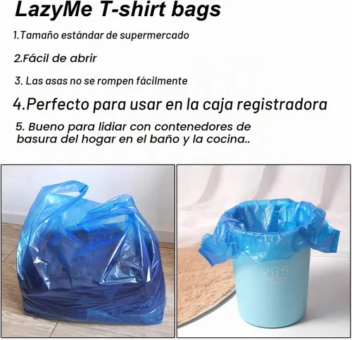 Vista 5 de LazyMe Bolsas de plástico azules con asas, bolsas para camisetas de 12 x 20