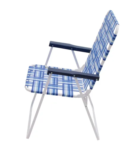 Vista 5 de Rio Brands Silla de césped plegable de 16 pulgadas de altura extendida y respaldo del asiento, azul/blanco