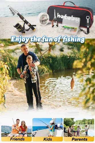 Vista 7 de Fishing Pole Combo Set, 6.89ft Fishing Rod and Reel Combo, Carbon Fiber Telescopic Fishing Rod Kit with Spinning Reel, Fishing Pliers, Lip Gripper