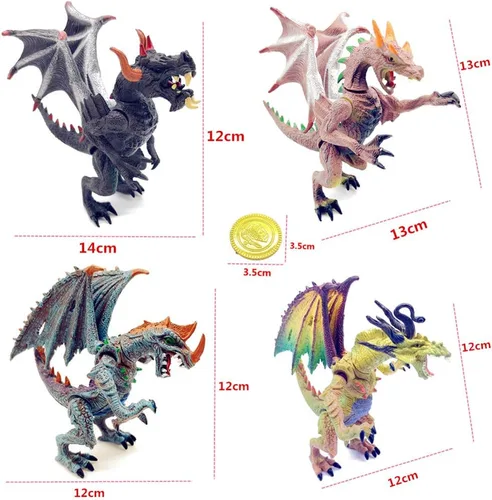 Vista 4 de Guaishou Ancient Dragon Knight - Figura de acción de 4 piezas con moneda dorada, 20