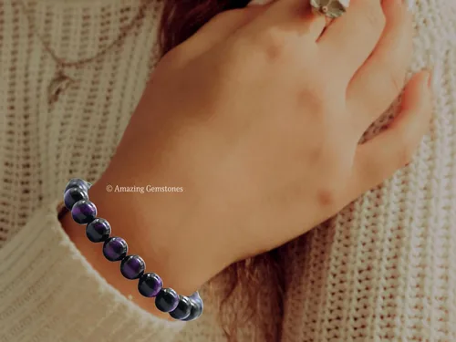 Vista 701 de Amazing Gemstone Crystal Bracelet for Women Men's Gifts - Protection Healing Crystal Bracelet - 8mm Gemstone Beaded Stretchable Bracelet Pulseras