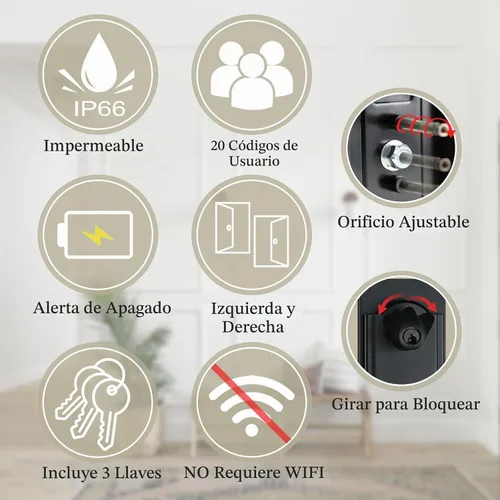Vista 4 de NEWBANG Manija de teclado inteligente Puerta doble negro mano izquierda